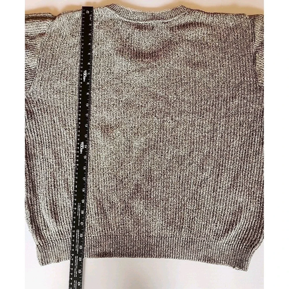 Vintage LL Bean Mens Sweater M Gray Tan Chunky Ribbed Knit Slouchy Indie‎ Preppy